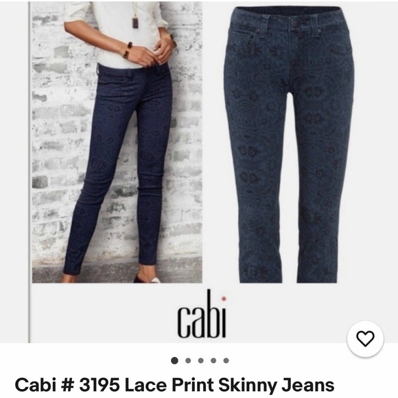 CAbi Denim - CAbi Lace Print Blue/Black Cotton Stretch jeans 
Size 12. Excellent Condition!
